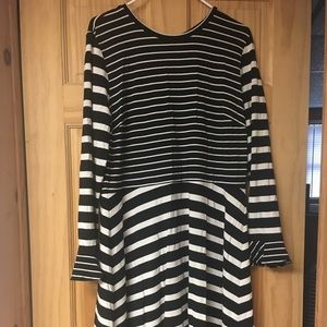Loft black & white striped dress